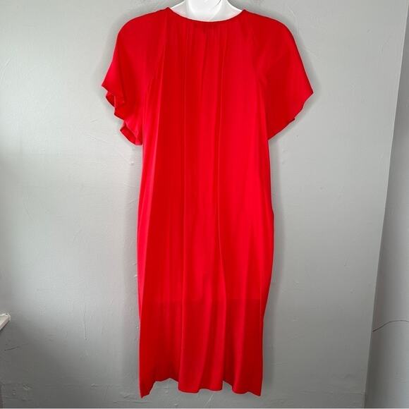 MADEWELL Mini Dress Womens Size Medium Red Ruffle Sleeve Crepe Lightweight Flowy - Picture 5 of 7